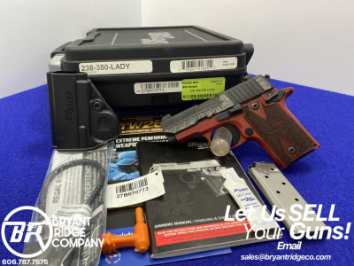 Sig Sauer P238 Lady .380 ACP *FLORAL ENGRAVINGS OVER RED CERAKOTE FINISH*