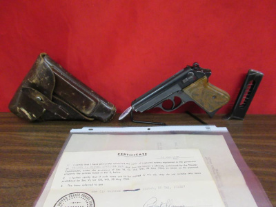 WWII 1935 Walther PPK 7.65 .32 ACP Semi-Auto Pistol w Bring-Back Papers