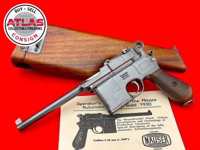 RARE PRE WAR 1903 MAUSER C96 "LARGE RING" 7.63mm w/ STOCK #'s MATCHING