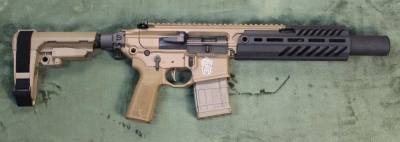 Sig Mcx Rattler CANEBRAKE 300 blackout SBA 3 brace faux supressor 7.62x35mm