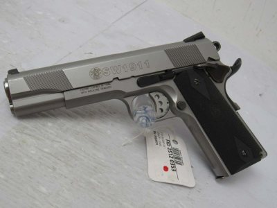 Stainless Smith & Wesson SW1911 .45 ACP 1911 w/5"Brl No Reserve