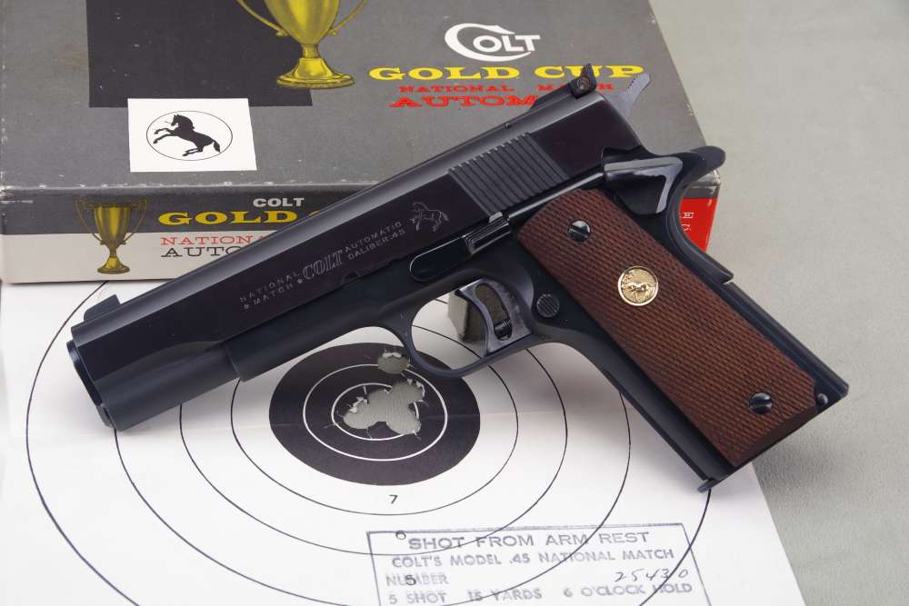 Exceptional 1968 Colt Gold Cup National Match 45 ACP with Orig. Box Papers