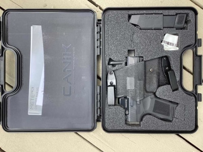 CANIK METE MC9, 3.18” , 2 mags, case, w/ Swampfox Sentinel Red Dot optic